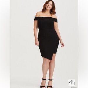 Torrid Black Off Shoulder Ponte Mini Bodycon‎ Dress